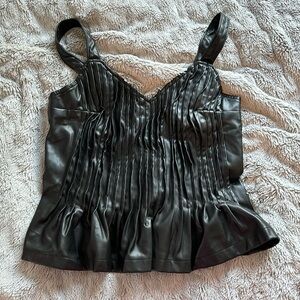 Black Faux-Leather Top- Size XS